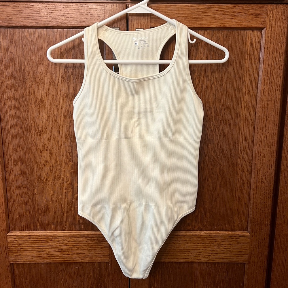 Cream ribbed (thong) bodysuit